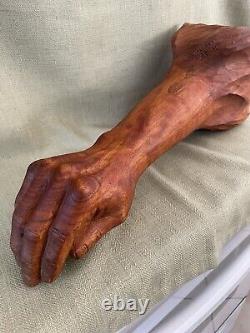 Folk Art Carved Cedar Burl Arm, Hand by Gilles Jacques Cloutier (1947-2014)