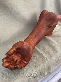 Folk Art Carved Cedar Burl Arm, Hand by Gilles Jacques Cloutier (1947-2014)