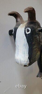 Folk Art Carved Cow By Beloved Kentucky Artist Minnie Adkins