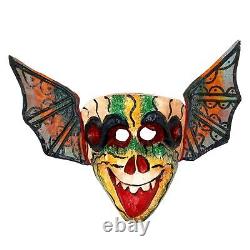 Folk Art Carved Mask With Wings Handmade Wall Decoration Wood Sculpture Carving