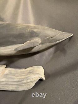 Folk Art Carved Painted Nautical Maritime Whale Carving by Robert Broadley