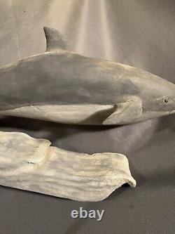 Folk Art Carved Painted Nautical Maritime Whale Carving by Robert Broadley