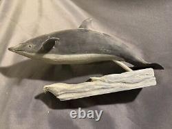 Folk Art Carved Painted Nautical Maritime Whale Carving by Robert Broadley