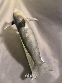 Folk Art Carved Painted Nautical Maritime Whale Carving by Robert Broadley
