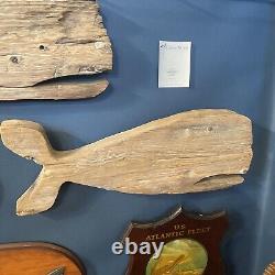 Folk Art Carved Whales Trade Signs 30 Wide 11 Tall Nantucket Mass C. 1900