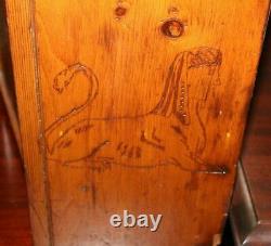 Folk Art Carved Wood Cabinet with Lock and Key 1902