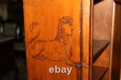 Folk Art Carved Wood Cabinet with Lock and Key 1902