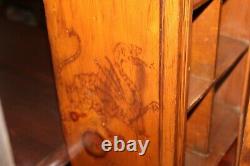 Folk Art Carved Wood Cabinet with Lock and Key 1902