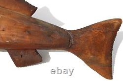Folk Art Carved Wood Carving Wall Hanging Bass Fish Charles W. Topping Antique