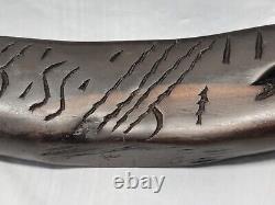 Folk Art Carved Wood Dragon Boat Incense Burner, Dragon Incense Holder #4500