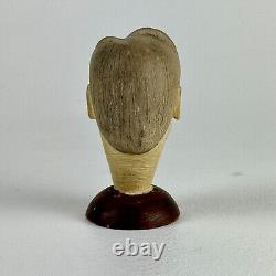 Folk Art Carved Wood Head Bust Of Man With Original Paint American Circa 1900