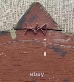 Folk Art Carved Wood & Painted Lake Trout Wall Hanging Signed J. Terrio 24