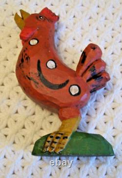 Folk Art Carved Wood Rooster Chicken Dan & Donna Strawser- 2013