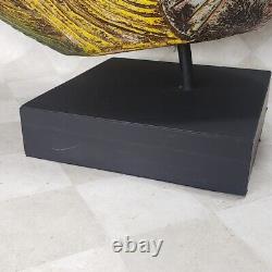 Folk Art Carved Wood Swan Bowl Planter on Pedestal Goose Bird 17.5x 14