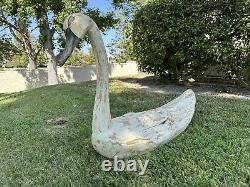 Folk Art Carved Wood White Swan Sculpture Decoy 36x 26