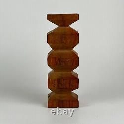 Folk Art Carved Wooden Sculpture in Architectural Form With Carved Words, Signed