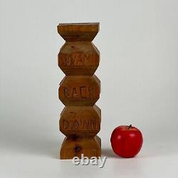 Folk Art Carved Wooden Sculpture in Architectural Form With Carved Words, Signed
