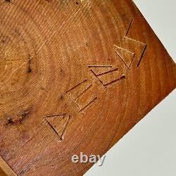 Folk Art Carved Wooden Sculpture in Architectural Form With Carved Words, Signed