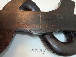 Folk Art Carving of the Rod of Asclepius Vintage Wall Hanging 19in