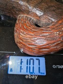 Folk Art Carving of the Rod of Asclepius Vintage Wall Hanging 19in