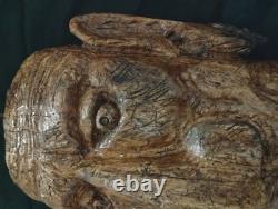 Folk Art Cedar Stump Hand Carving, Whimsical, Large 25, Wall Hanging, Vintage, Gift