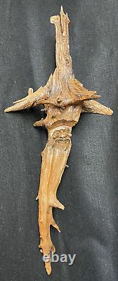 Folk Art Cedar Stump Hand Carving, Whimsical, Large 25, Wall Hanging, Vintage, Gift