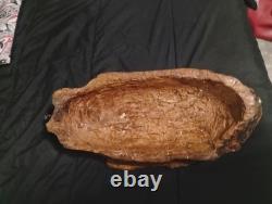 Folk Art Cedar Stump Hand Carving, Whimsical, Large 25, Wall Hanging, Vintage, Gift