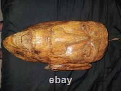 Folk Art Cedar Stump Hand Carving, Whimsical, Large 25, Wall Hanging, Vintage, Gift