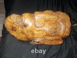 Folk Art Cedar Stump Hand Carving, Whimsical, Large 25, Wall Hanging, Vintage, Gift