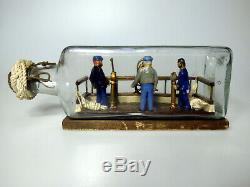 Folk Art Diorama of Three Sailors On a Ship's Deck in a Bottle, Whimsy, Whimsey