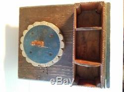 Folk Art Early Sewing Ballot Box Painted Carved