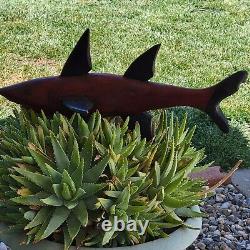 Folk Art Hand Carved 20 Wooden Shark Primitive & Fantastic