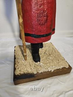 Folk Art Hand Carved St. Nicholas Santa Figure Lg Maine Wood America's Carvers