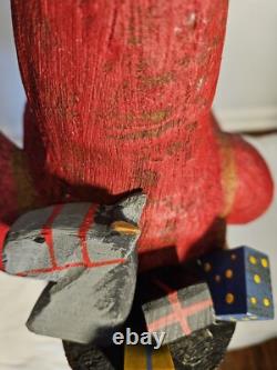 Folk Art Hand Carved St. Nicholas Santa Figure Lg Maine Wood America's Carvers