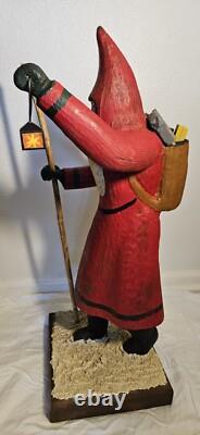 Folk Art Hand Carved St. Nicholas Santa Figure Lg Maine Wood America's Carvers