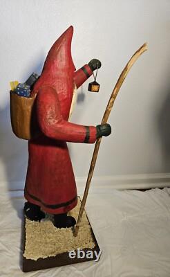Folk Art Hand Carved St. Nicholas Santa Figure Lg Maine Wood America's Carvers