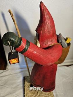 Folk Art Hand Carved St. Nicholas Santa Figure Lg Maine Wood America's Carvers