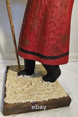 Folk Art Hand Carved St. Nicholas Santa Figure Lg Maine Wood America's Carvers
