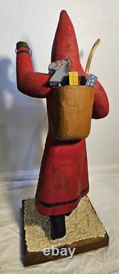 Folk Art Hand Carved St. Nicholas Santa Figure Lg Maine Wood America's Carvers