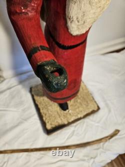 Folk Art Hand Carved St. Nicholas Santa Figure Lg Maine Wood America's Carvers