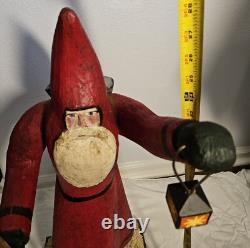 Folk Art Hand Carved St. Nicholas Santa Figure Lg Maine Wood America's Carvers