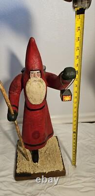 Folk Art Hand Carved St. Nicholas Santa Figure Lg Maine Wood America's Carvers