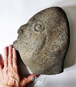 Folk Art Hand Carved Stone Carving of a Head