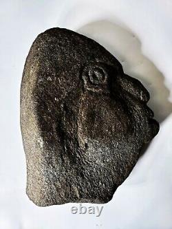 Folk Art Hand Carved Stone Carving of a Head