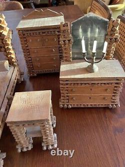 Folk Art Hand Carved Wood Doll Furniture 1930's, Beautiful withhistory