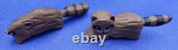 Folk Art Hand Made Vtg Log Noah's Ark & 10 Hand Carved & Painted Animals