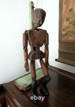 Folk Art Lay Model Wooden Carved Marionette Primitive Antique 19th C Articulated