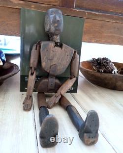 Folk Art Lay Model Wooden Carved Marionette Primitive Antique 19th C Articulated