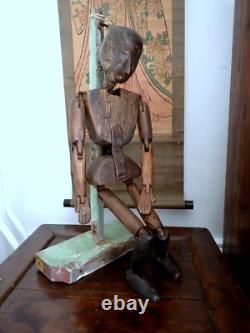 Folk Art Lay Model Wooden Carved Marionette Primitive Antique 19th C Articulated