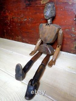 Folk Art Lay Model Wooden Carved Marionette Primitive Antique 19th C Articulated